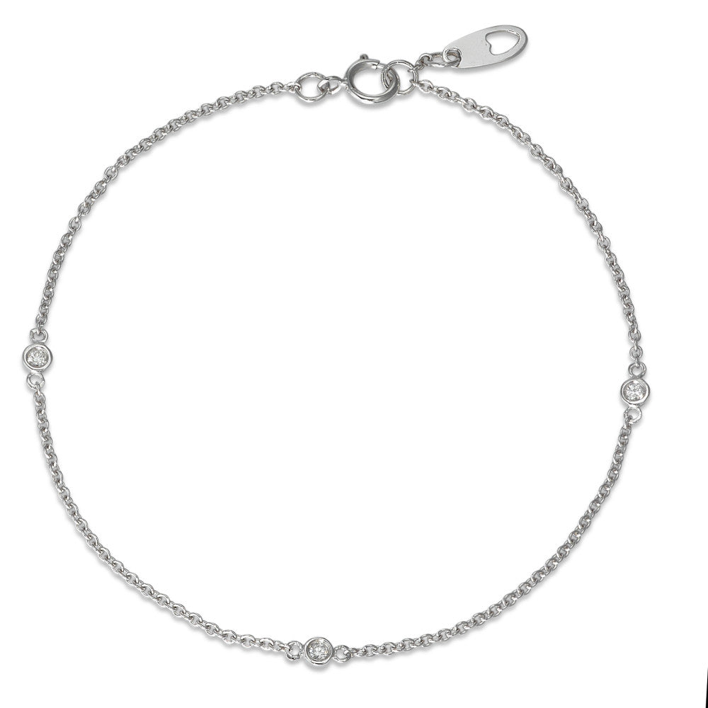 Armbånd 750/18K hvidguld Diamant 0.06 ct, 3 Sten , w-si 17 cm