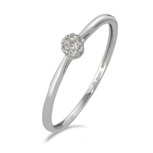 Solitaire ring 585/14 K hvidguld Diamant 0.05 ct, 7 Sten , w-si