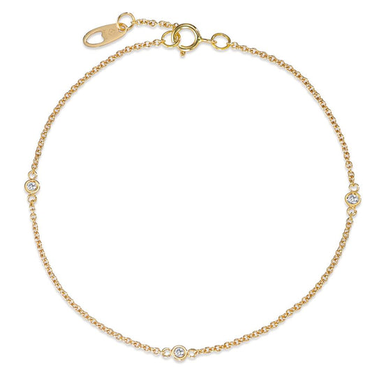 Armbånd 750/18K guld Diamant 0.06 ct, 3 Sten , w-si 17-18.5 cm