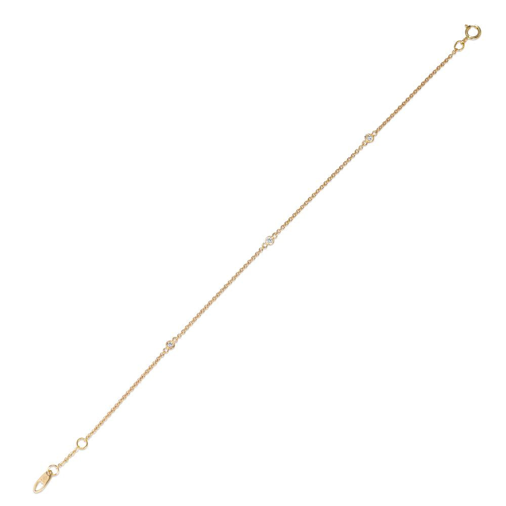 Armbånd 750/18K guld Diamant 0.06 ct, 3 Sten , w-si 17.5-19 cm