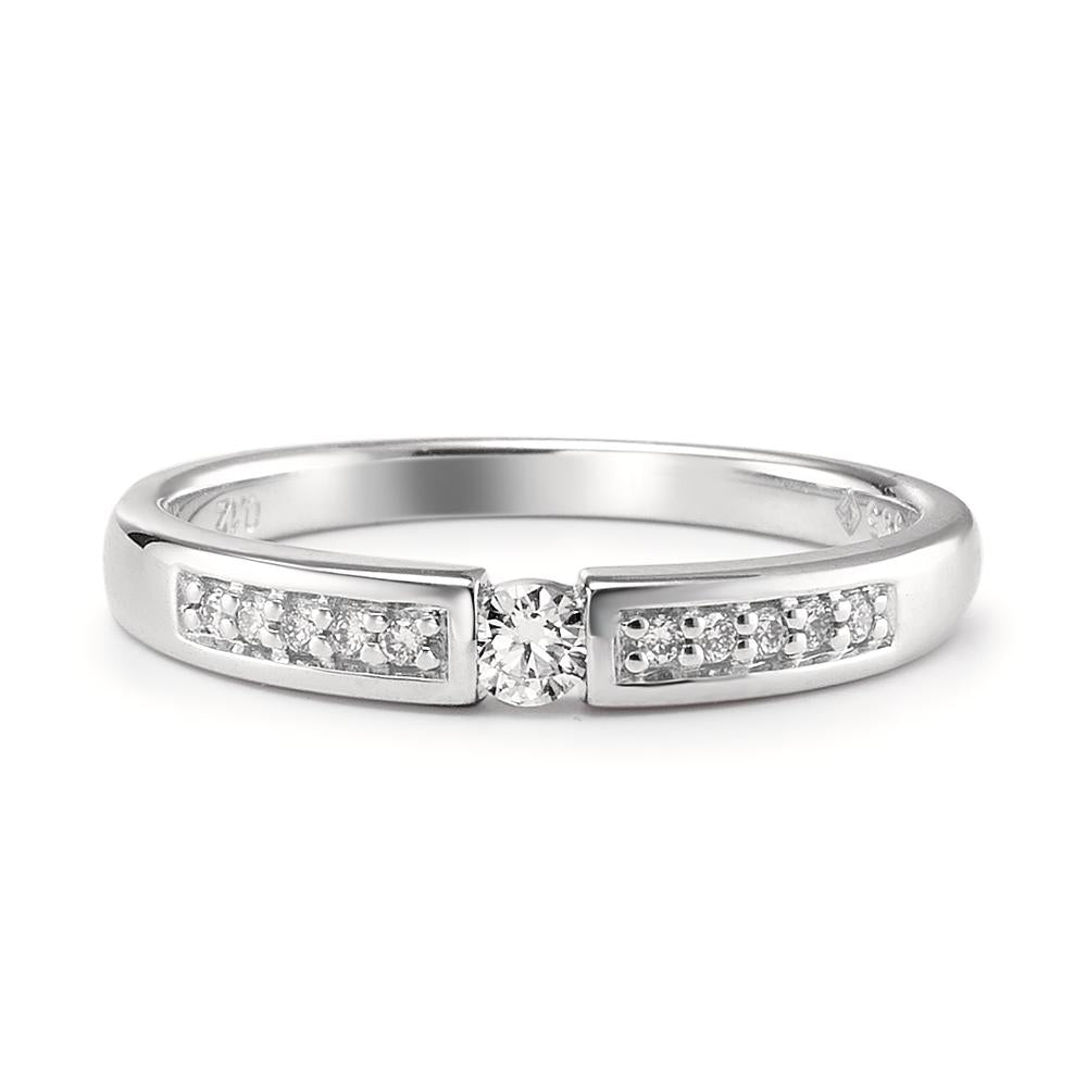 Fingerring 585/14 K hvidguld Diamant 0.12 ct, 11 Sten , w-si