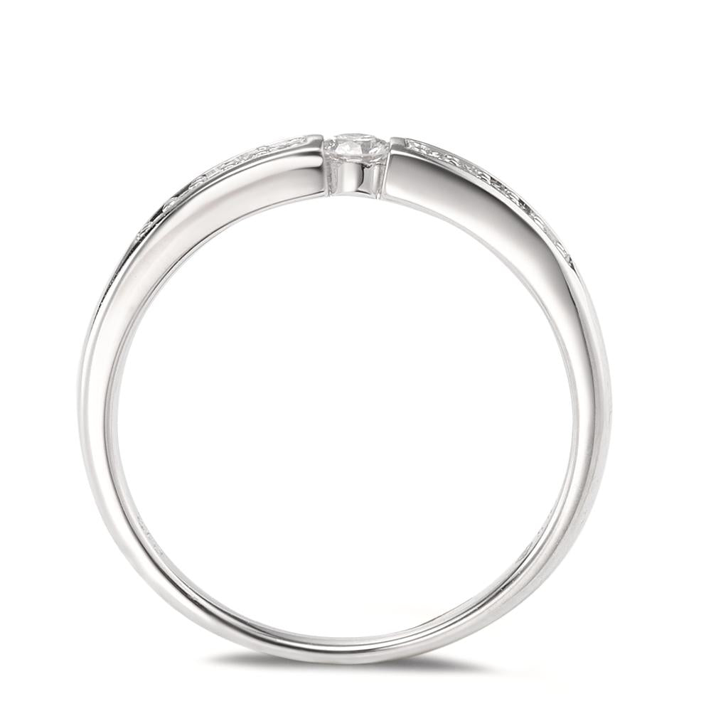 Fingerring 585/14 K hvidguld Diamant 0.12 ct, 11 Sten , w-si