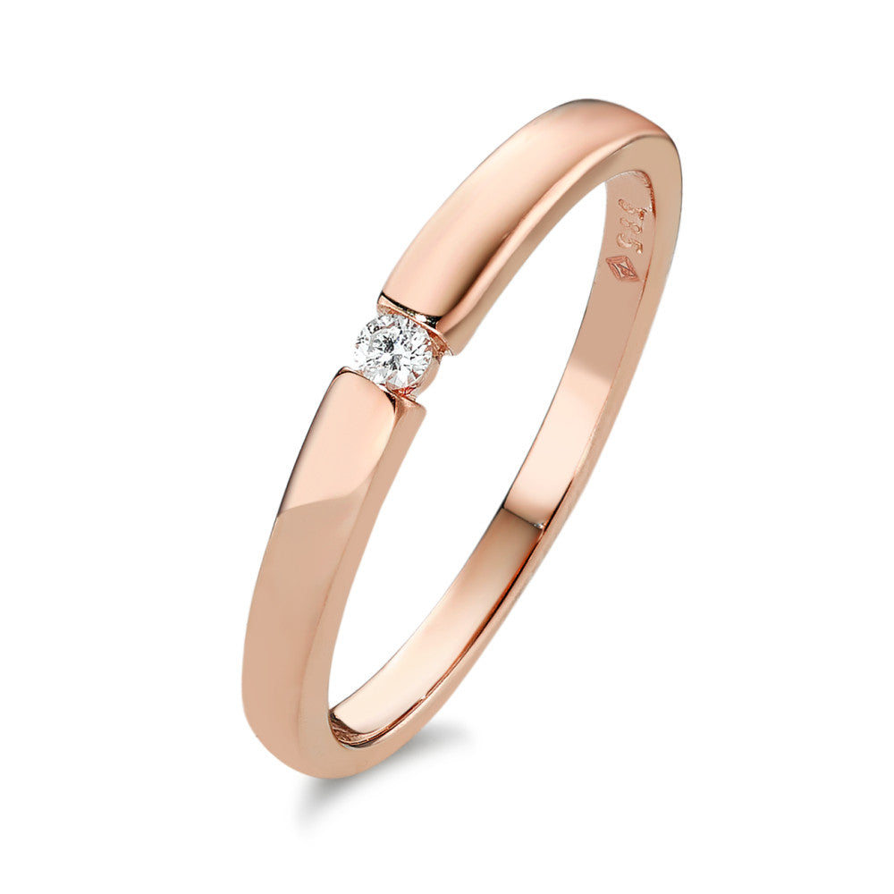Solitaire ring 585/14 K rødguld Diamant 0.03 ct, w-si