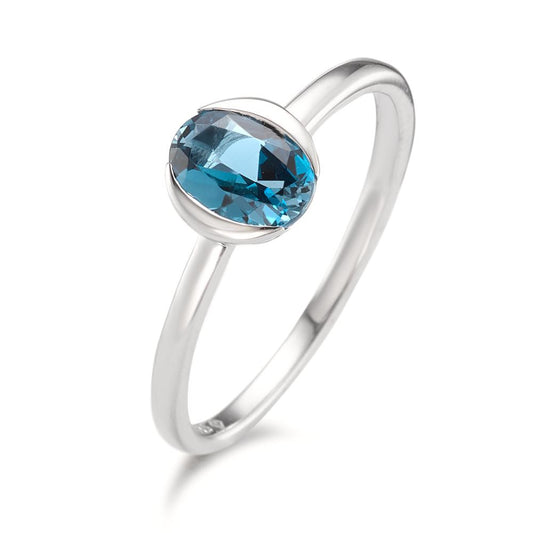 Solitaire ring 585/14 K hvidguld London Blue Topaz