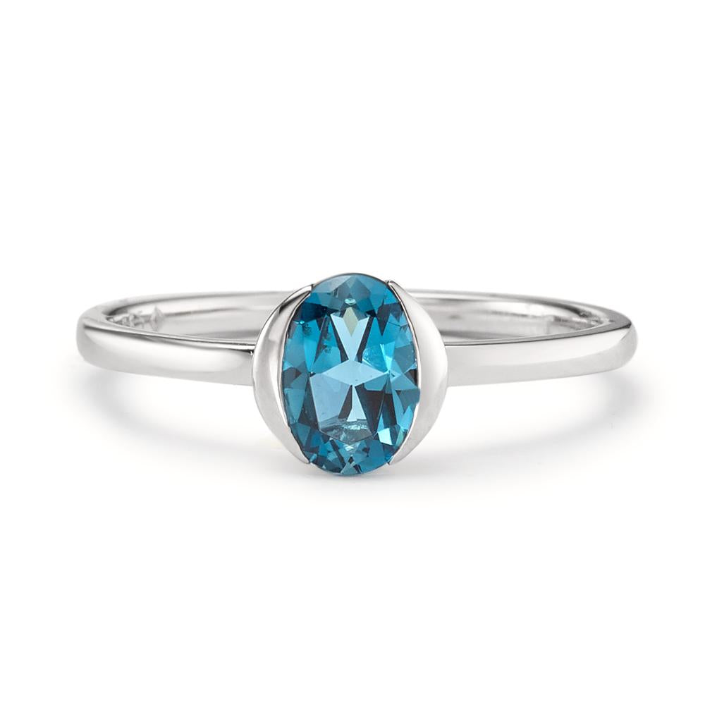 Solitaire ring 585/14 K hvidguld London Blue Topaz