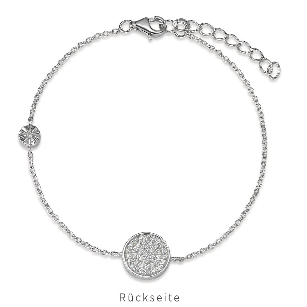 Armbånd Sølv Zirconia rhodineret Perlemor Hjerte 16-19 cm