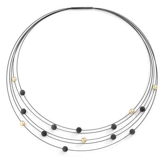 Collier Rustfrit stål, Kulstof, aluminium gul IP belagt 42 cm Ø4.5 mm