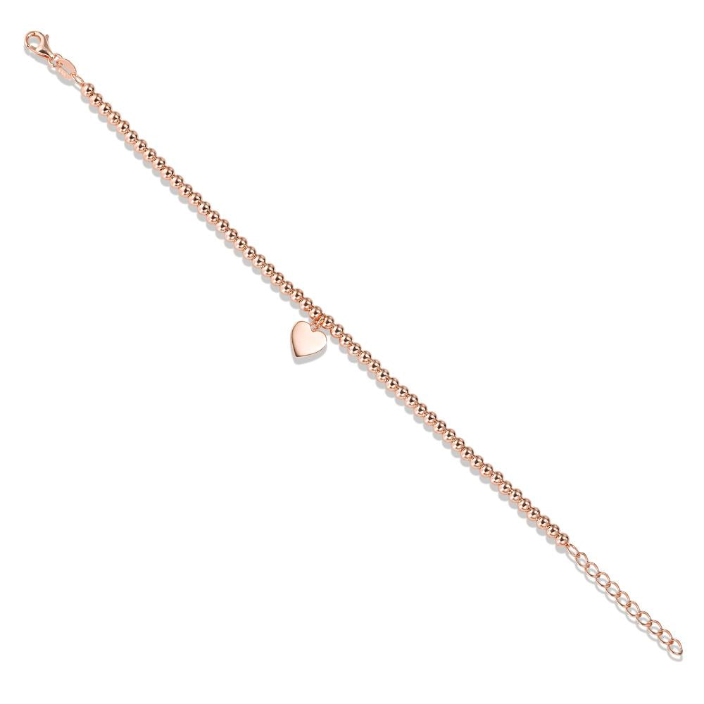 Armbånd Sølv rose forgyldt Hjerte 16-18.5 cm