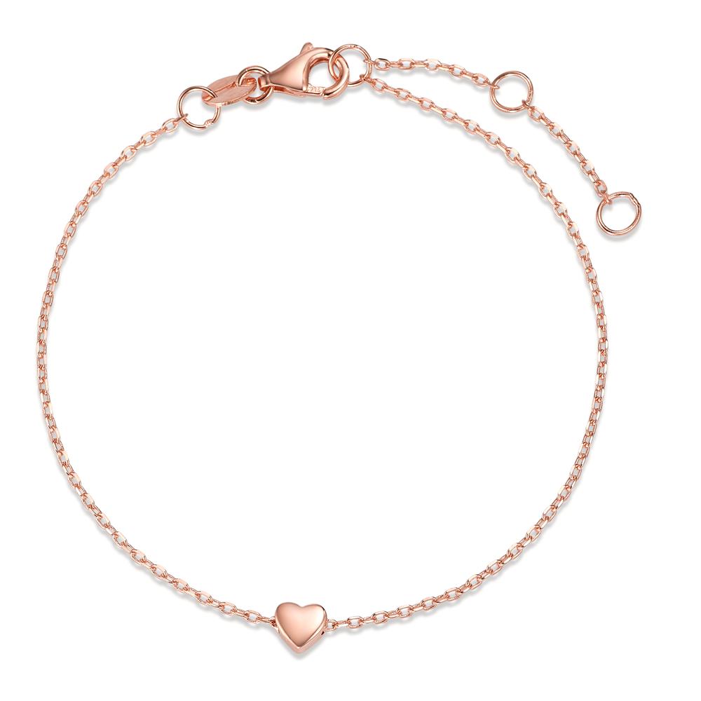 Armbånd Sølv rose forgyldt Hjerte 16-19 cm