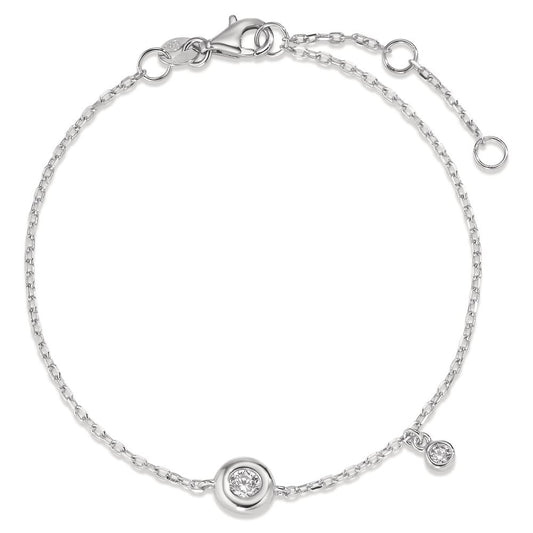 Armbånd Sølv Zirconia 2 Sten rhodineret 16-19 cm