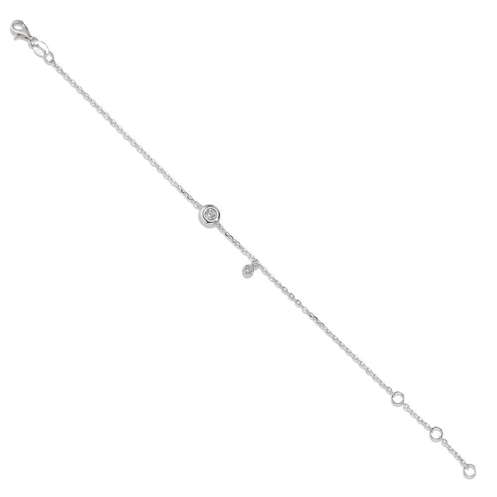 Armbånd Sølv Zirconia 2 Sten rhodineret 16-19 cm