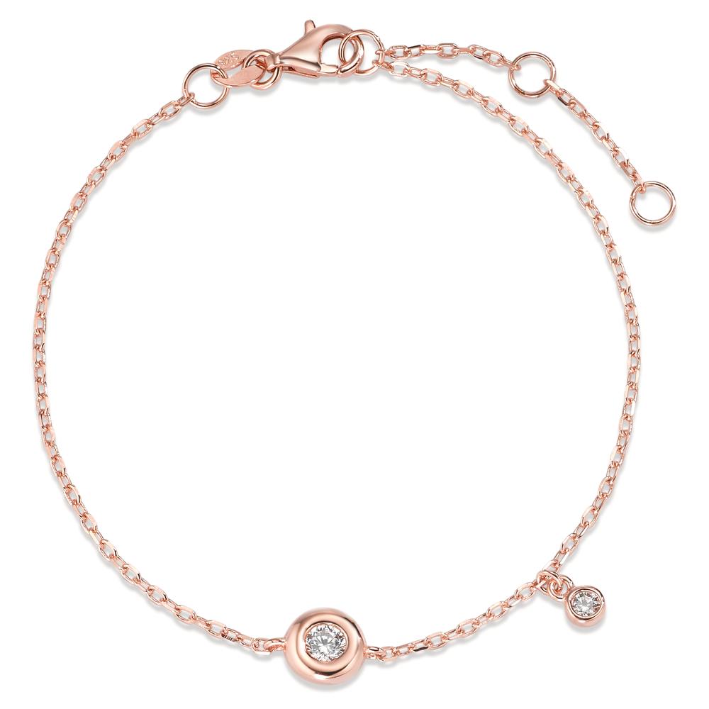 Armbånd Sølv Zirconia 2 Sten rose forgyldt 16-19 cm