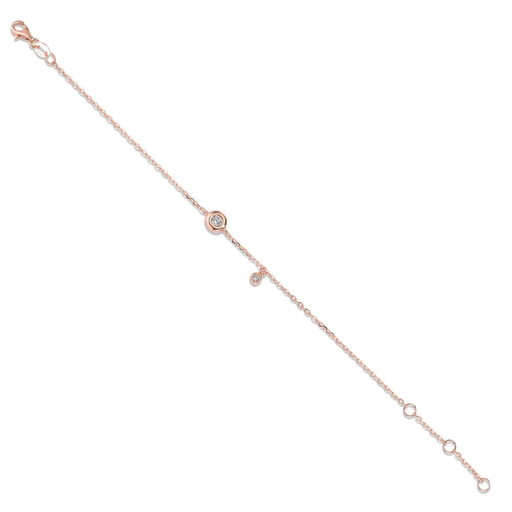 Armbånd Sølv Zirconia 2 Sten rose forgyldt 16-19 cm