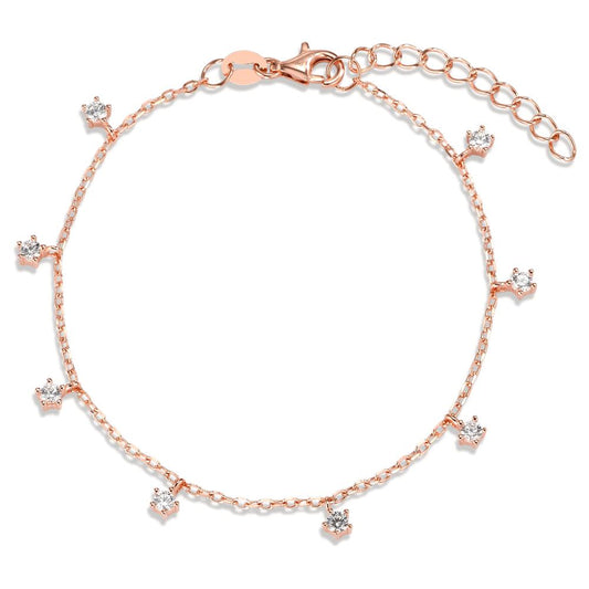 Armbånd Sølv Zirconia 8 Sten rose forgyldt 15-18 cm