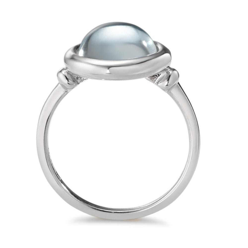 Fingerring Sølv Kvarts aqua rhodineret Ø13 mm