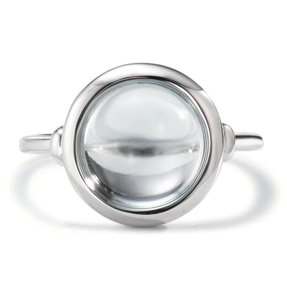 Fingerring Sølv Kvarts aqua rhodineret Ø13 mm