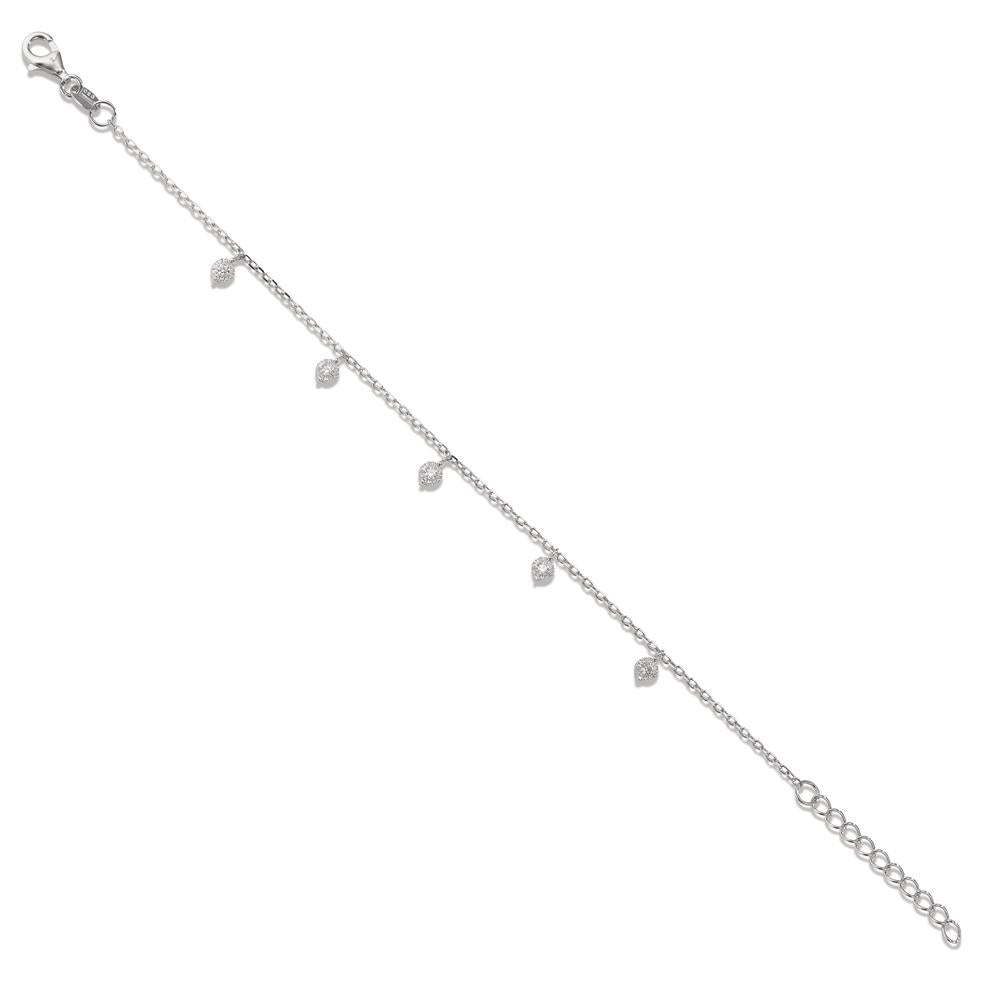 Armbånd Sølv Zirconia 5 Sten rhodineret 15.5-18.5 cm