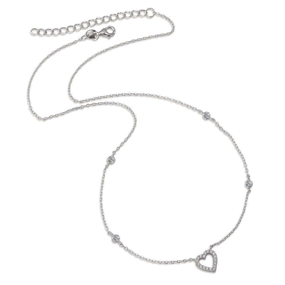 Collier Sølv Zirconia rhodineret Hjerte 40-45 cm