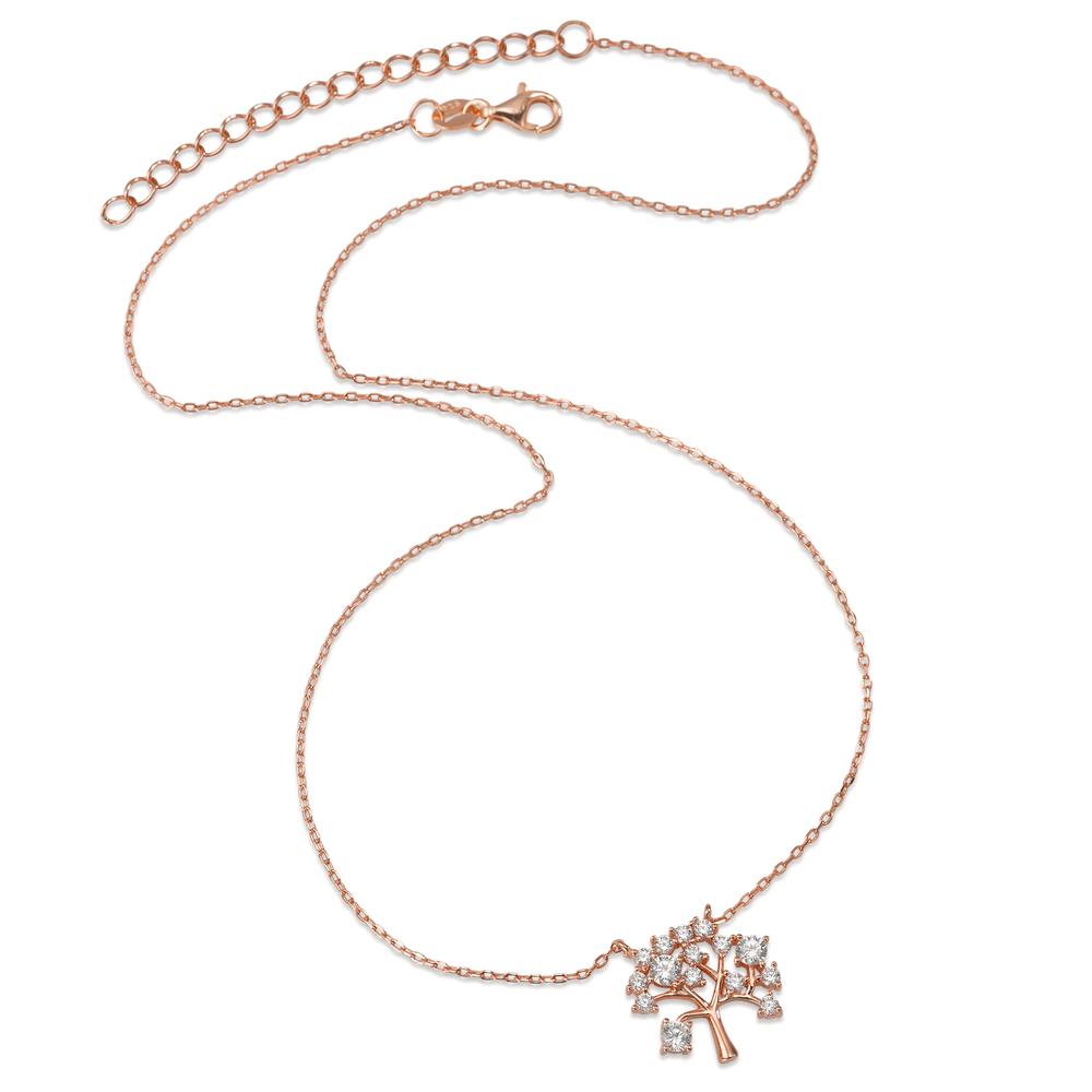 Collier Sølv Zirconia 15 Sten rose forgyldt Livets træ 40-45 cm