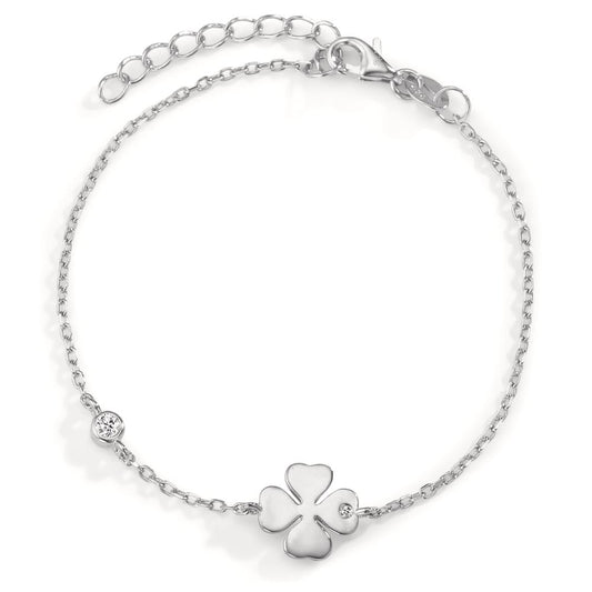 Armbånd Sølv Zirconia 2 Sten rhodineret Shamrock 16-19 cm