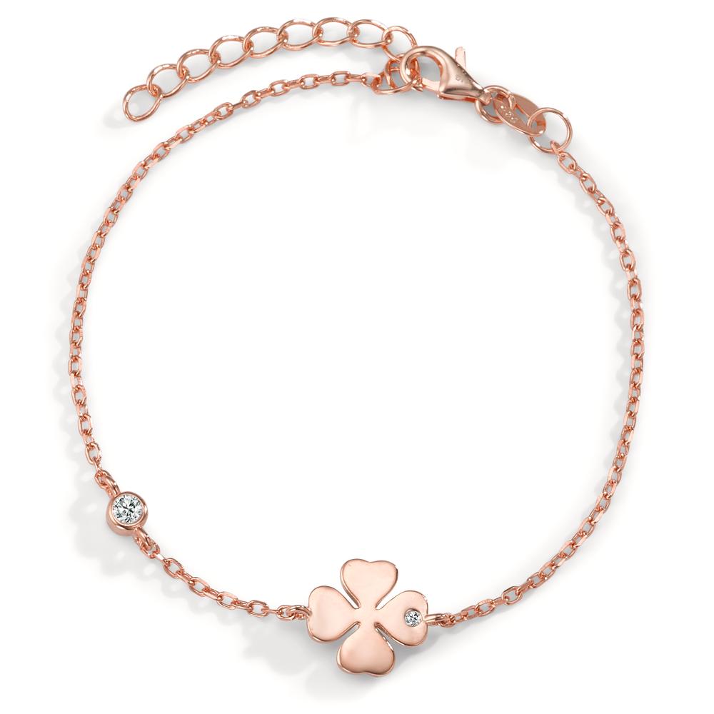 Armbånd Sølv Zirconia 2 Sten rose forgyldt Shamrock 16-19 cm