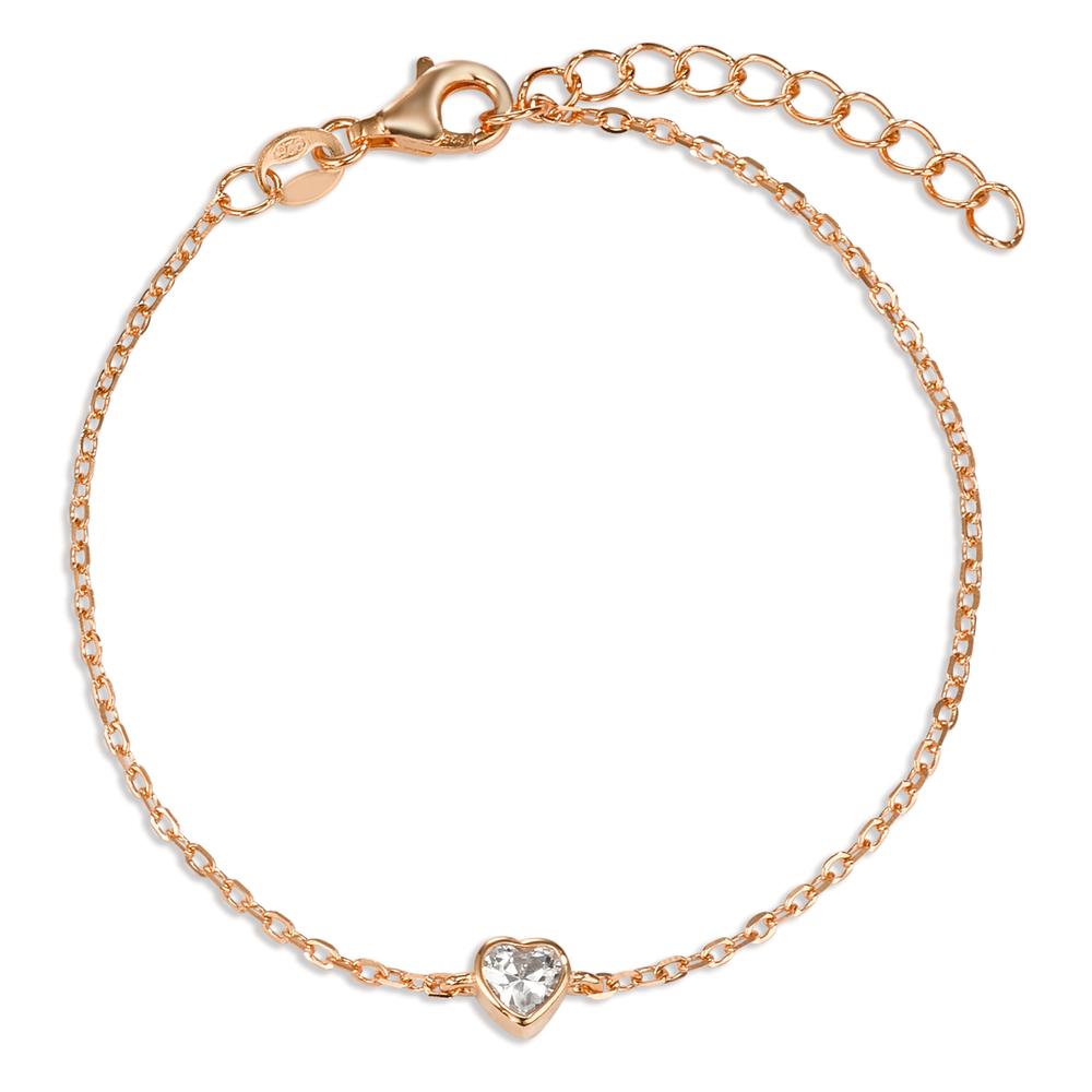 Armbånd Sølv Zirconia rose forgyldt Hjerte 16-21 cm