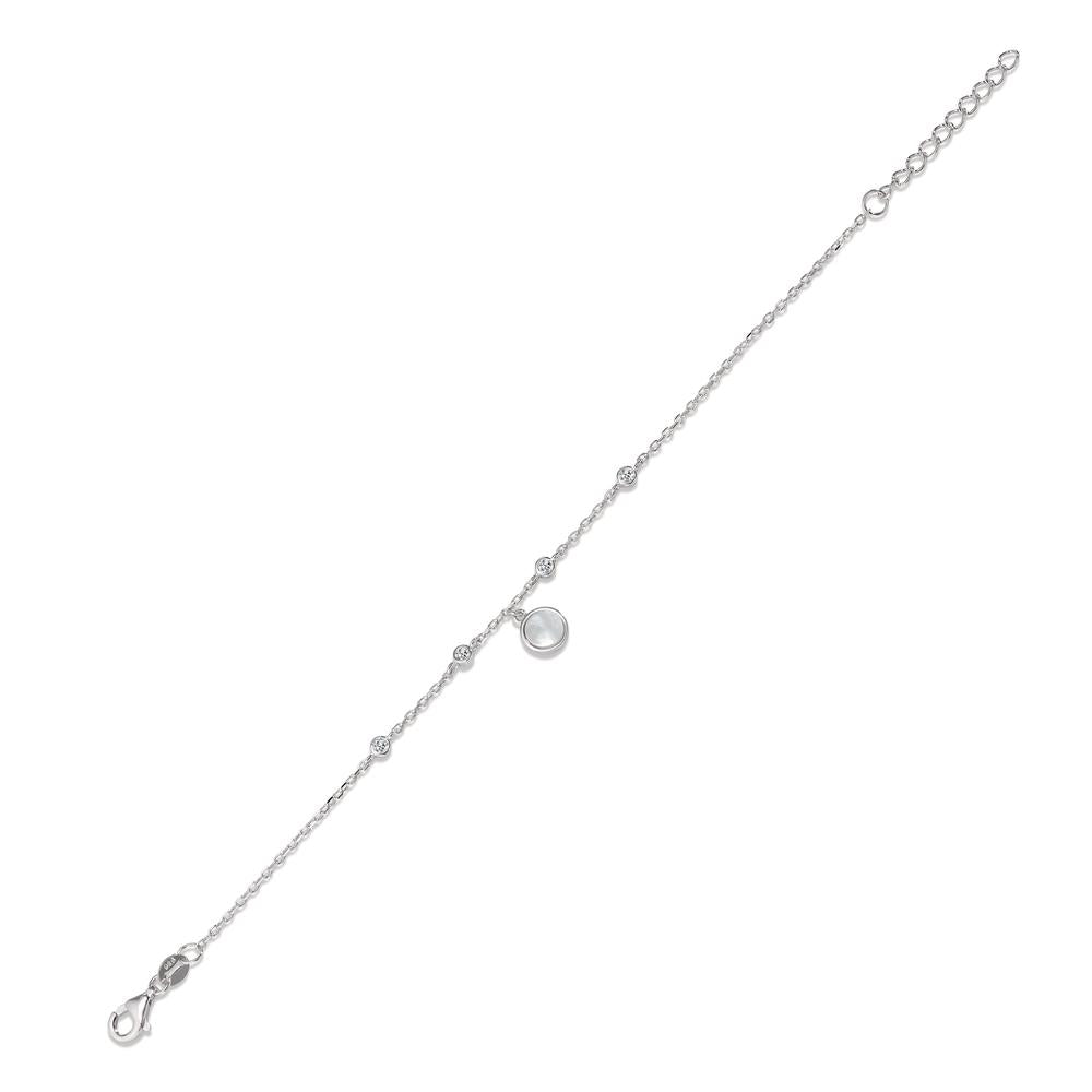 Armbånd Sølv Zirconia 4 Sten rhodineret Perlemor 16-19 cm