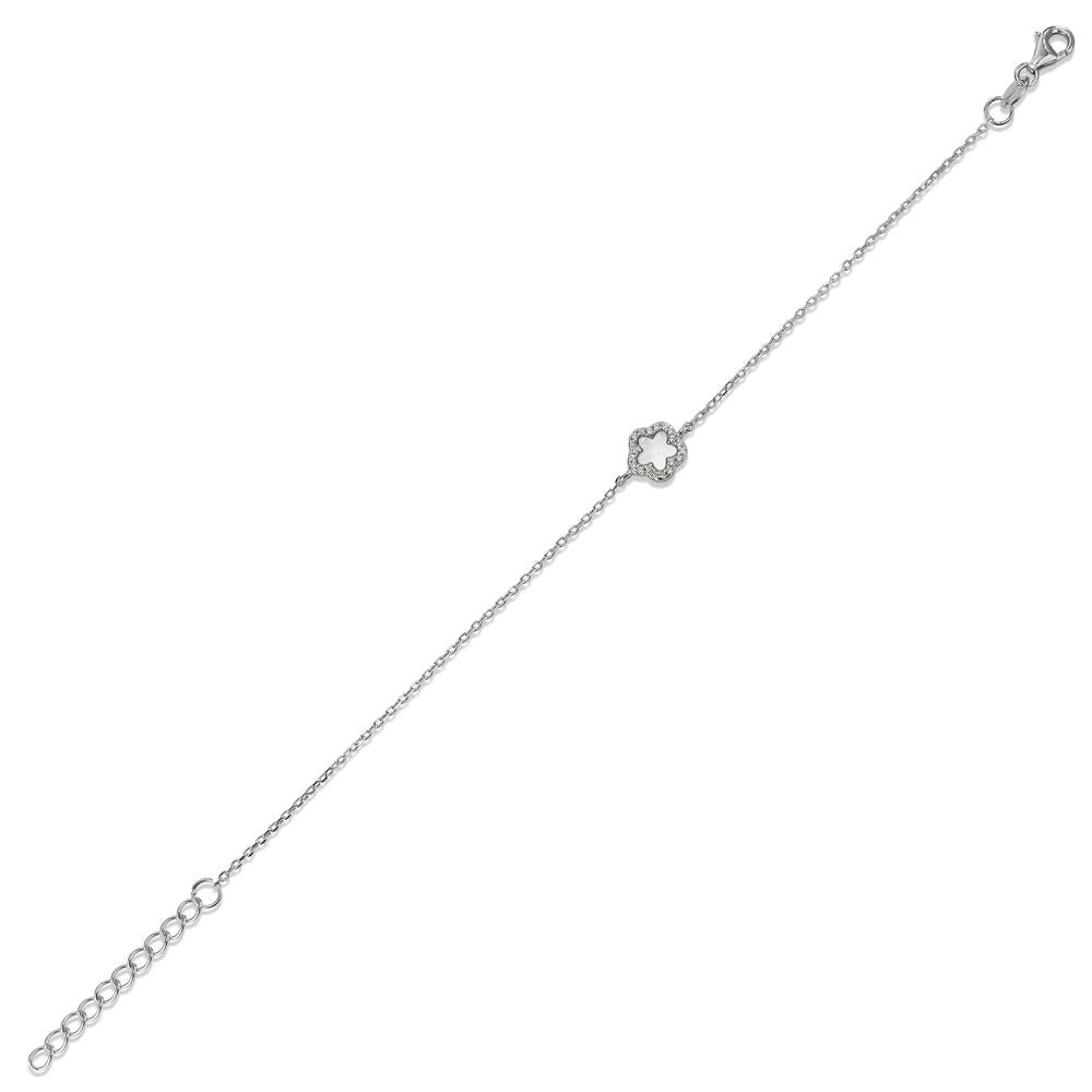 Armbånd Sølv Zirconia rhodineret Perlemor Blomst 15.5-18.5 cm Ø7.5 mm