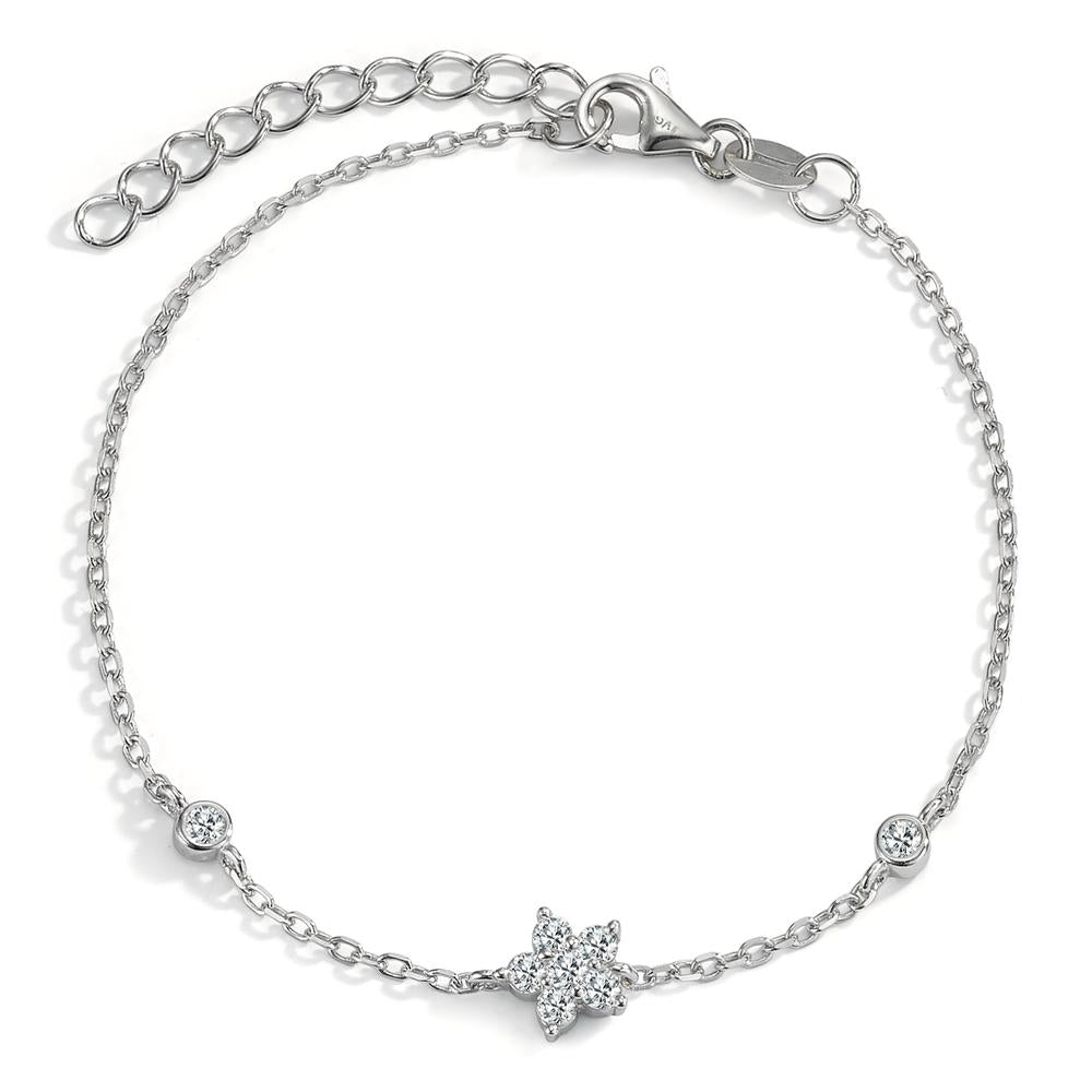 Armbånd Sølv Zirconia 8 Sten rhodineret Blomst 15.5-18.5 cm