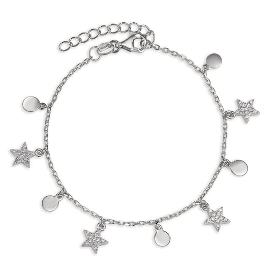 Armbånd Sølv Zirconia rhodineret stjerne 16-19 cm