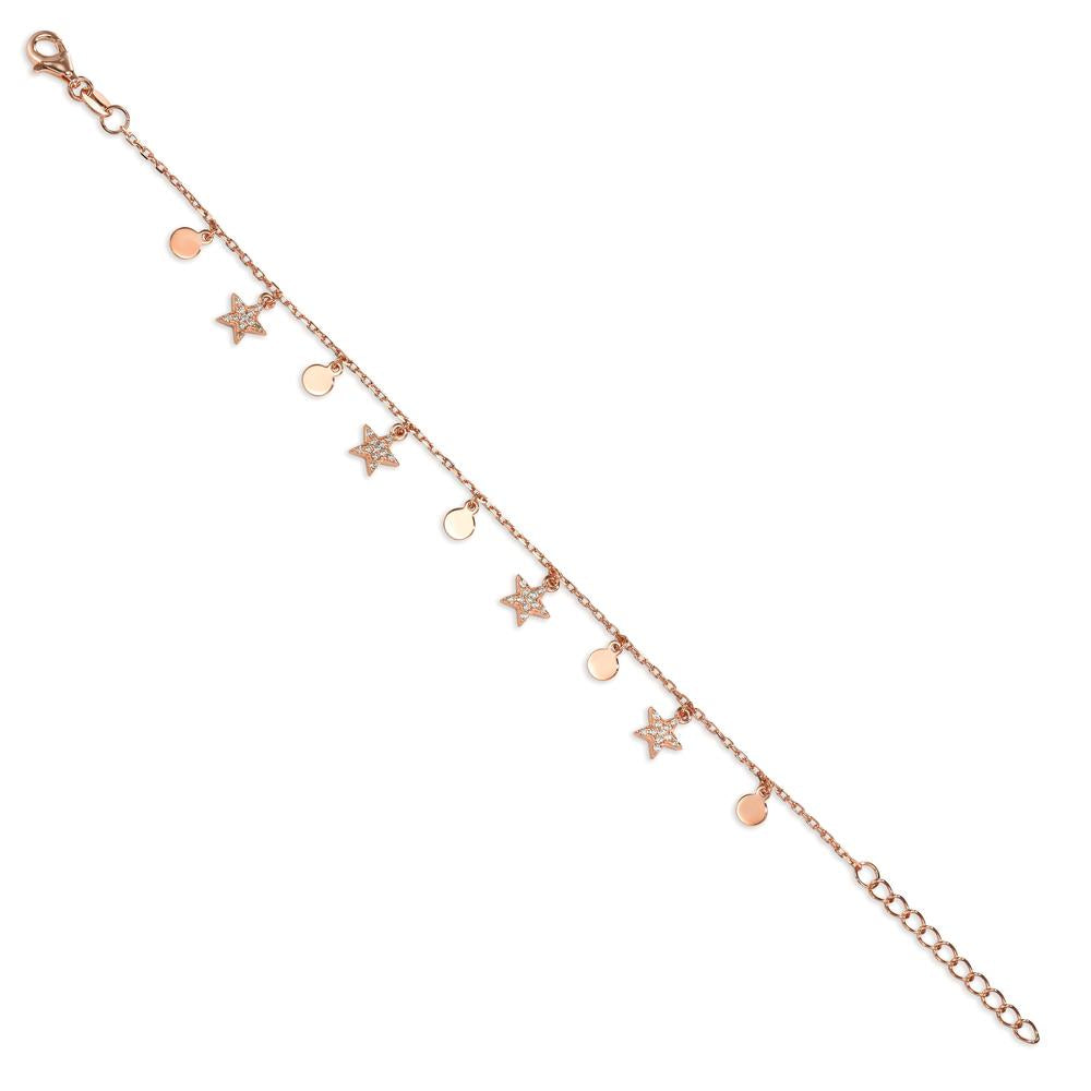 Armbånd Sølv Zirconia rose forgyldt stjerne 16-19 cm