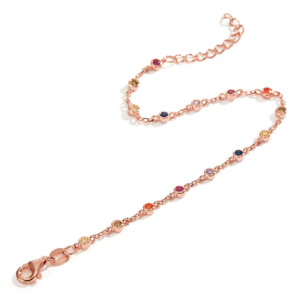 Armbånd Sølv Zirconia farverig , 15 Sten rose forgyldt 15.5-18.5 cm