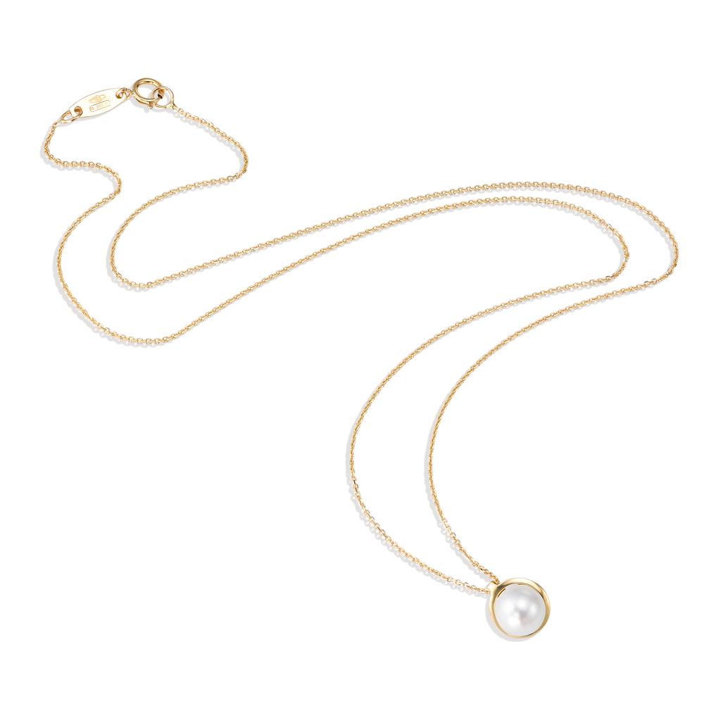 Collier 750/18K guld Ferskvands kulturperle 42 cm