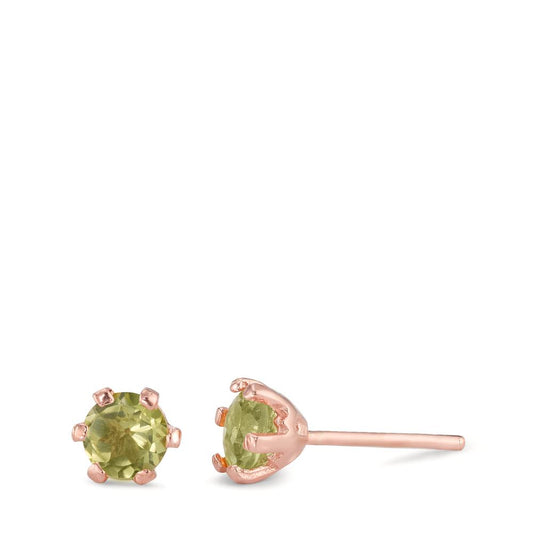 Ørestikker Sølv Peridot 2 Sten rose forgyldt Ø6.5 mm