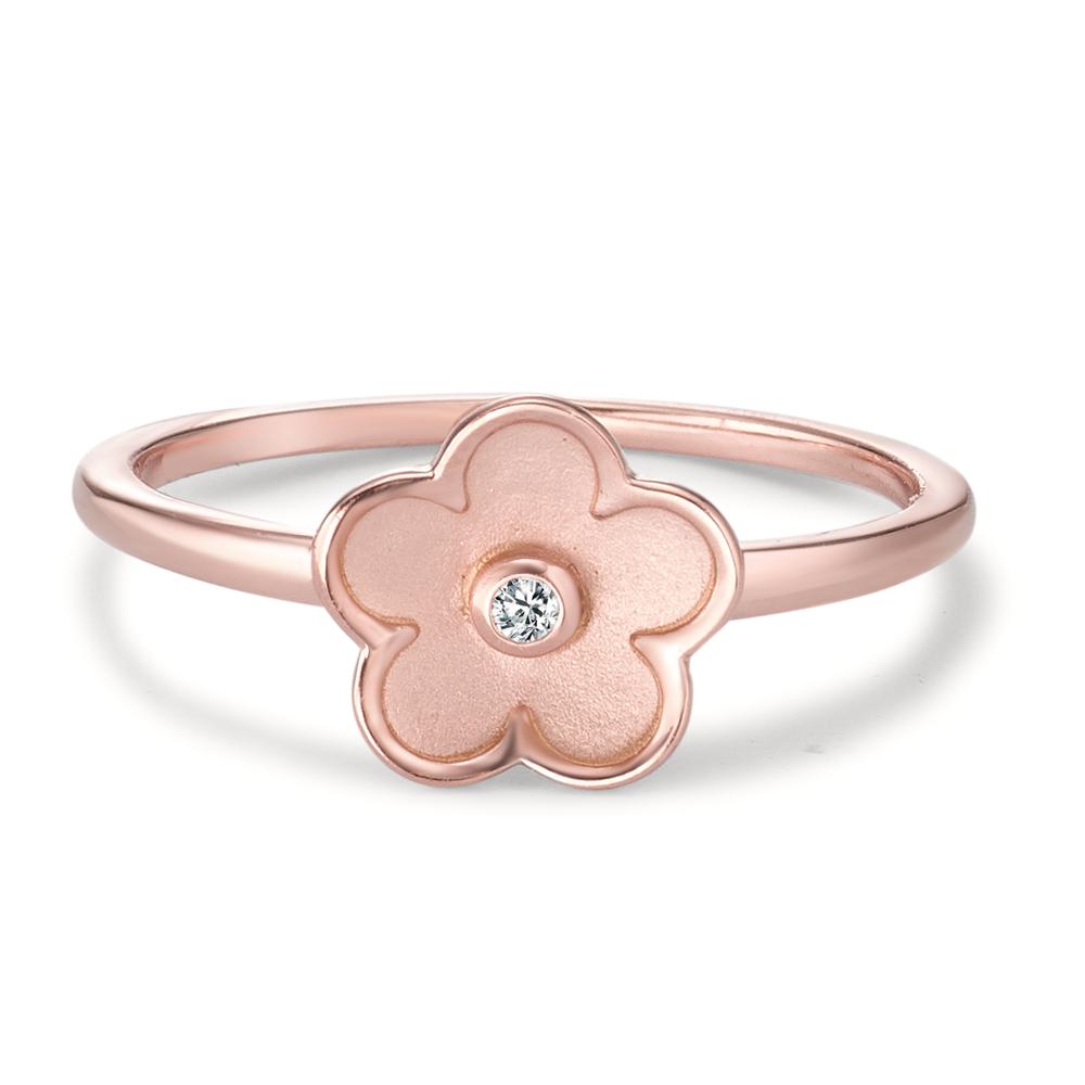 Fingerring Sølv Zirconia rose forgyldt Blomst Ø9 mm