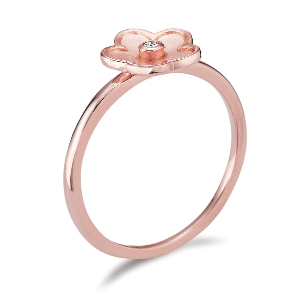 Fingerring Sølv Zirconia rose forgyldt Blomst Ø9 mm