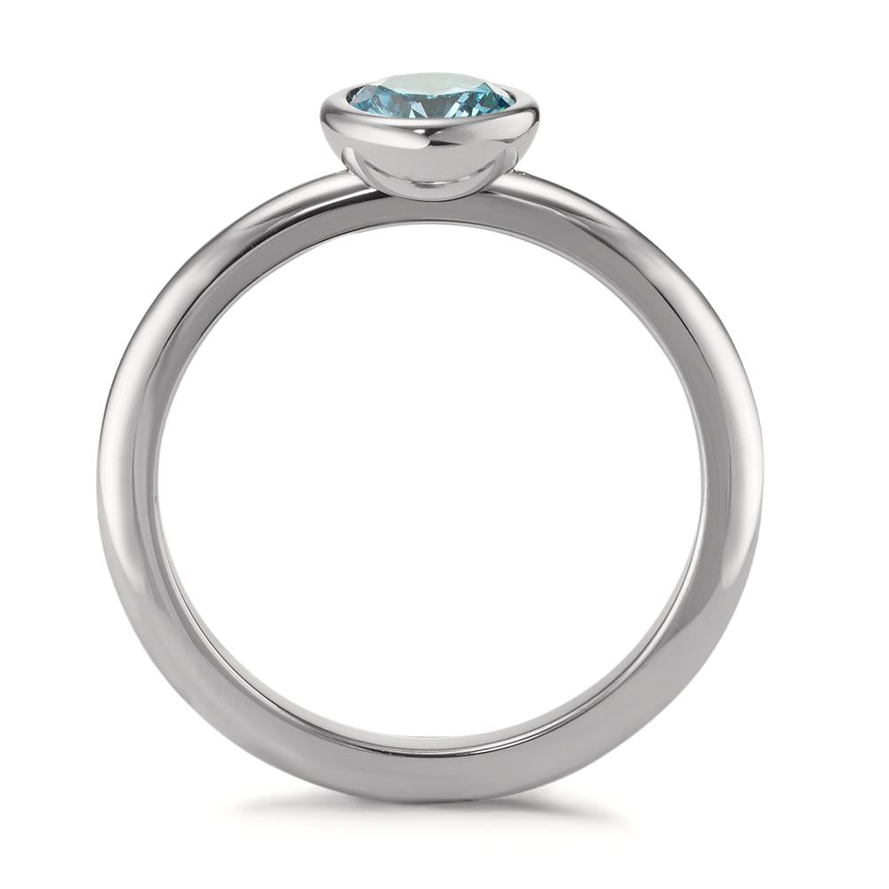 Fingerring Rustfrit stål Zirconia aqua Ø7 mm