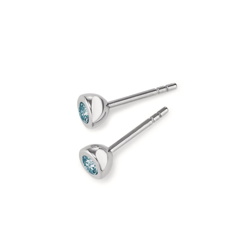 Ørestikker Rustfrit stål Zirconia aqua , 2 Sten Ø5 mm