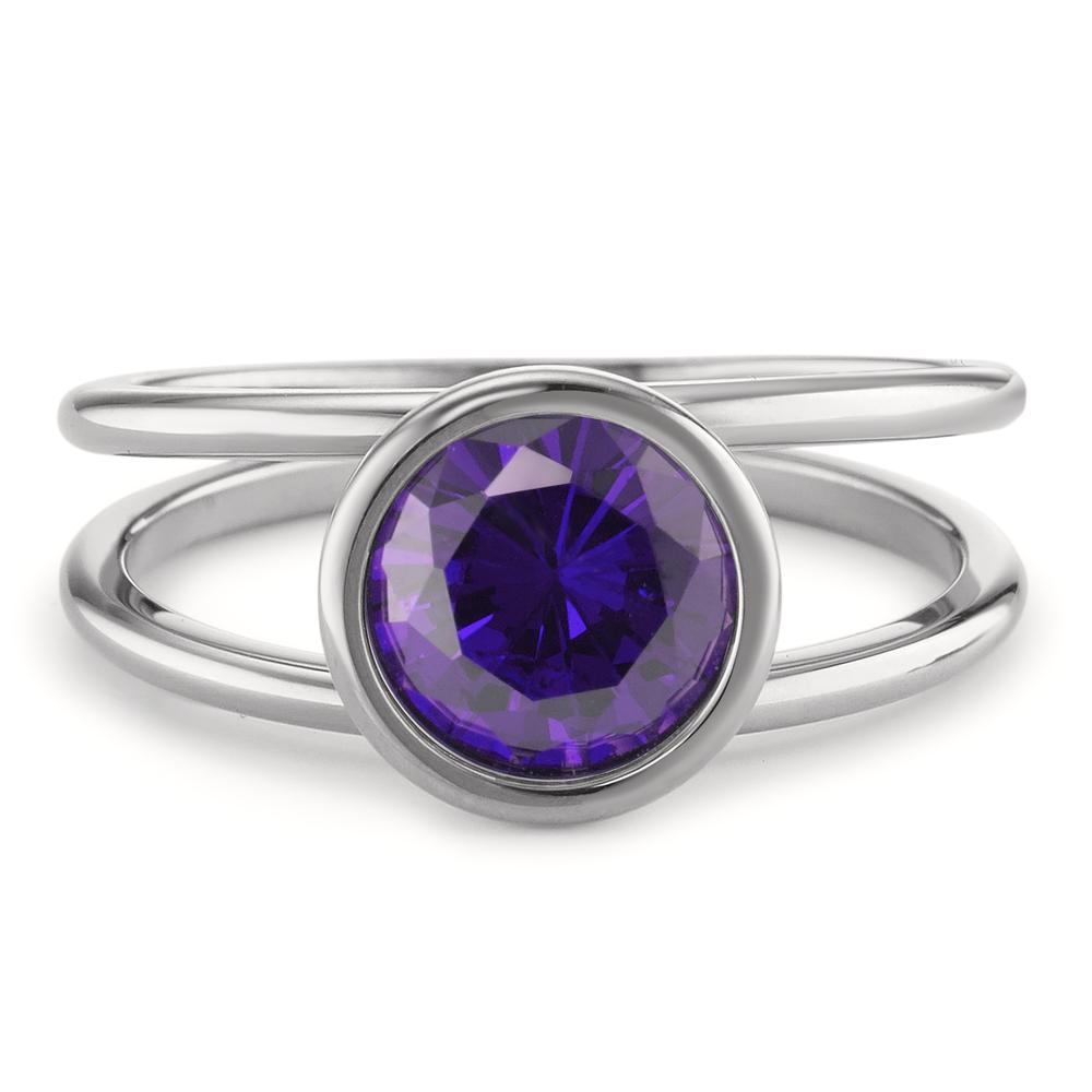 Fingerring Rustfrit stål Zirconia violet Ø9.5 mm