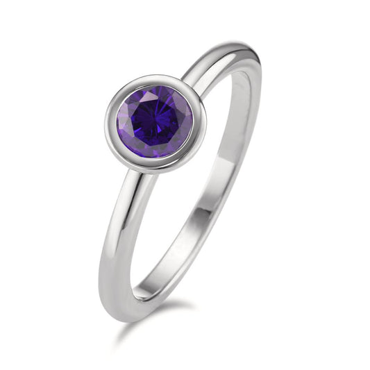 Fingerring Rustfrit stål Zirconia violet Ø7 mm