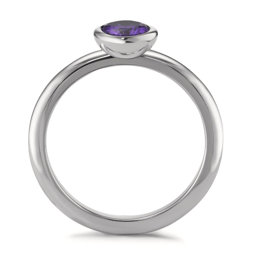 Fingerring Rustfrit stål Zirconia violet Ø7 mm