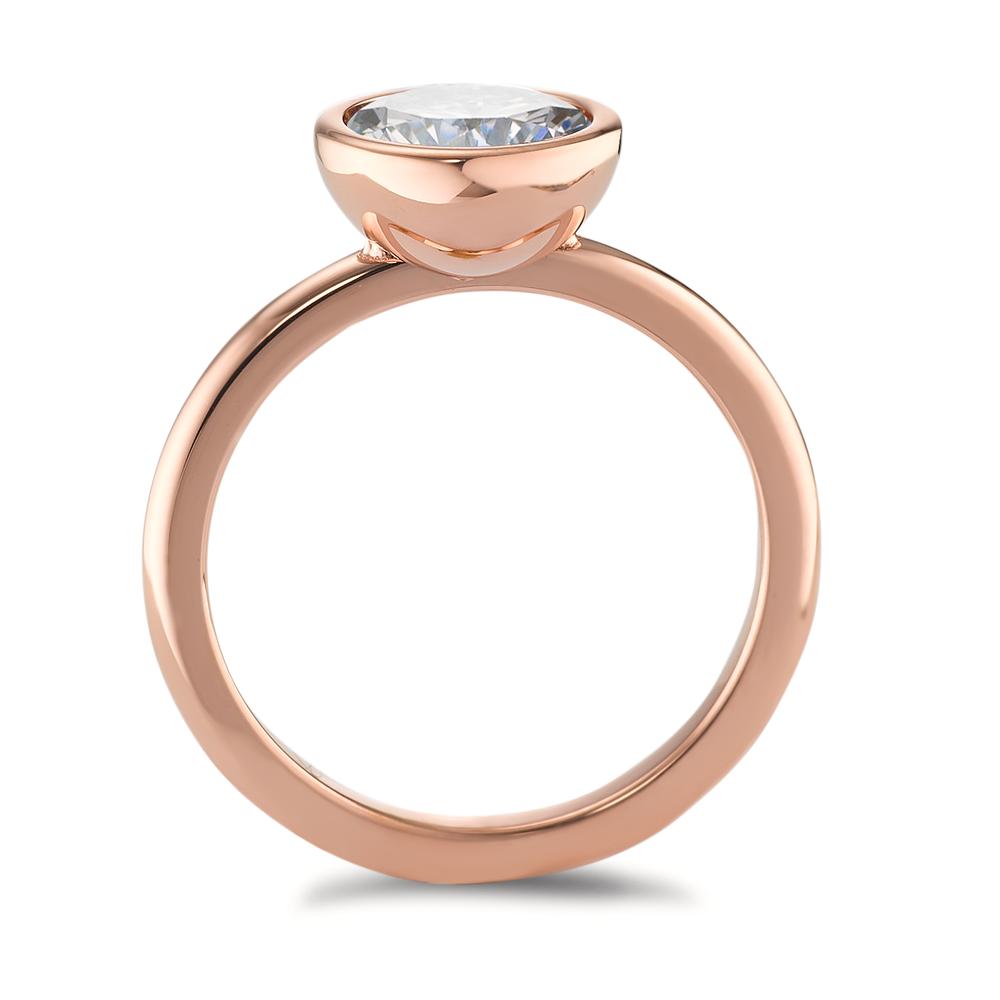 Fingerring Rustfrit stål Zirconia hvid rose IP belagt Ø9.5 mm