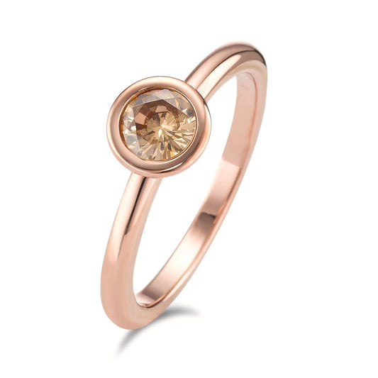 Fingerring Rustfrit stål Zirconia champagne rose IP belagt Ø7 mm