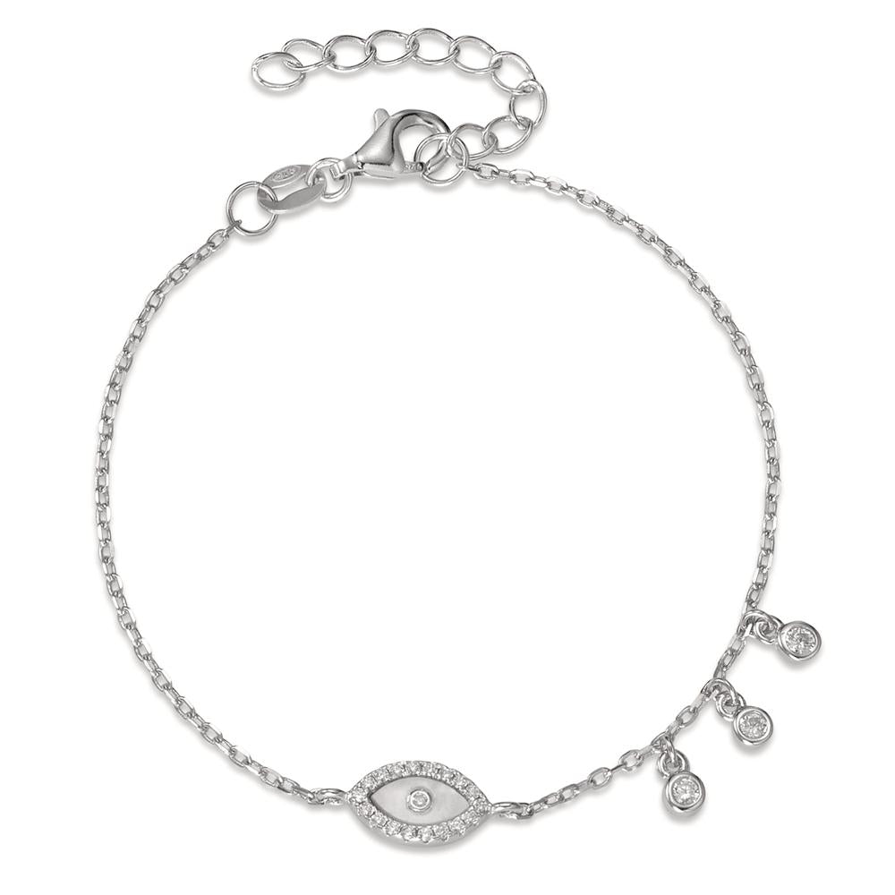 Armbånd Sølv Zirconia rhodineret Perlemor 16-18.5 cm