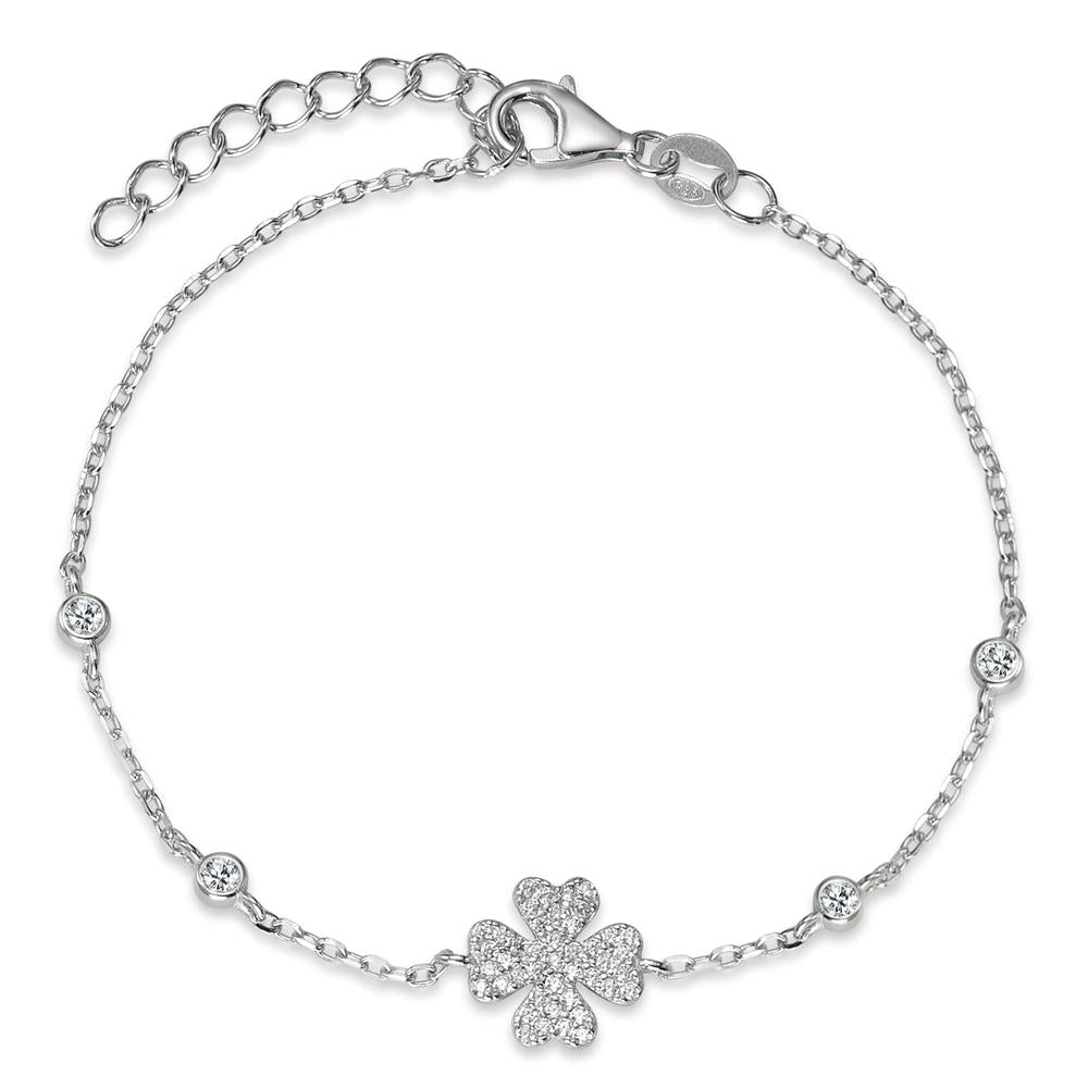 Armbånd Sølv Zirconia rhodineret Shamrock 16-18.5 cm