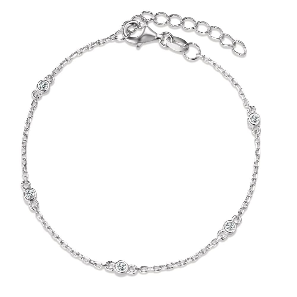 Armbånd Sølv Zirconia 5 Sten rhodineret 16-19 cm