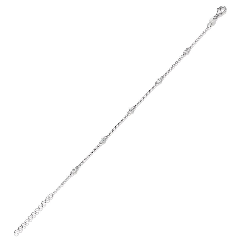 Armbånd Sølv Zirconia 5 Sten rhodineret 16-19 cm