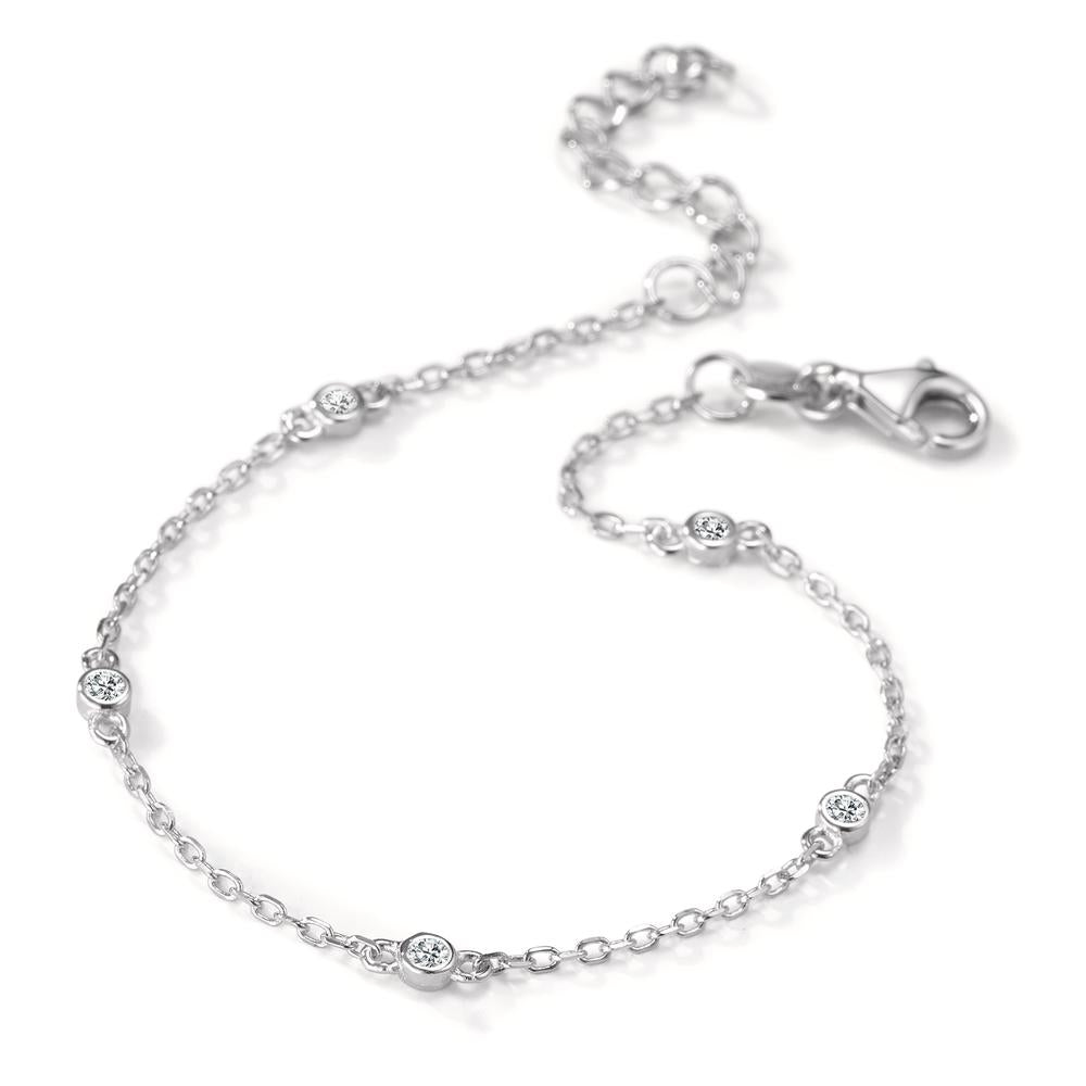 Armbånd Sølv Zirconia 5 Sten rhodineret 16-19 cm