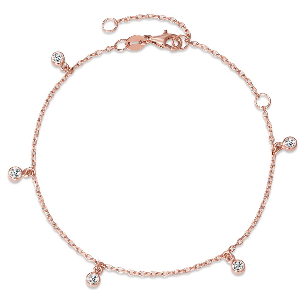 Armbånd Sølv Zirconia 5 Sten rose forgyldt 16-19 cm