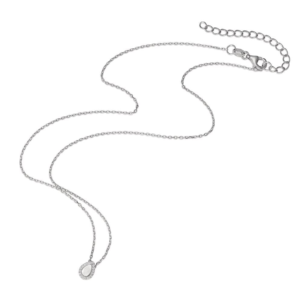 Collier Sølv Zirconia rhodineret Perlemor 40-45 cm